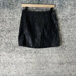 NWT Free People Skirt Womens 6  BLKFaux Leather Mini Back Zipper‎ Lined